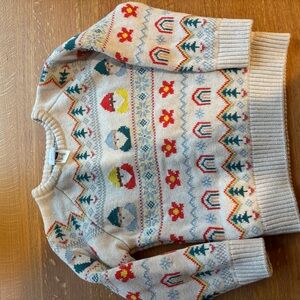 Hanna Andersson Cream Sweater with Festive Patterns